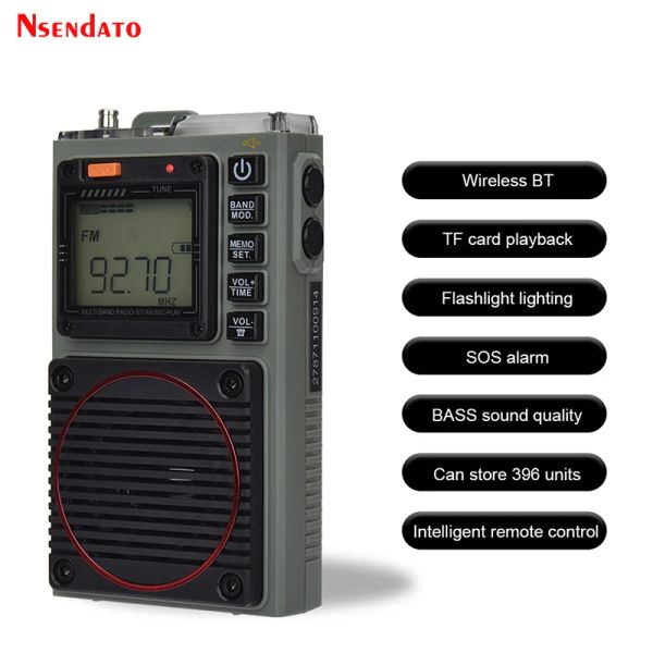 Player HRD 787 Portable Band Full FM VHF AM WB SW Multiband Aviation Pocket Broadcast Radio Soporte Bluetooth TF Tarjeta SOS Alarma Andipas