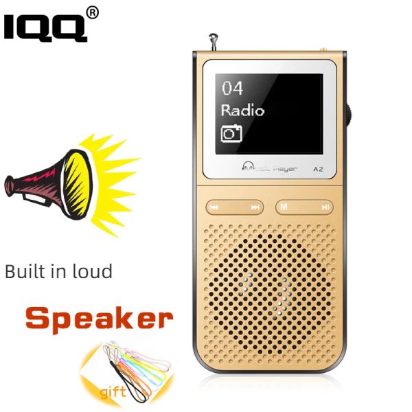 Lecteur IQQ Gold MP3 Player A2 avec Speak et 8G Can Playing 100hours Construit In FM Radio Support Eppand jusqu'à 128g Portable Player