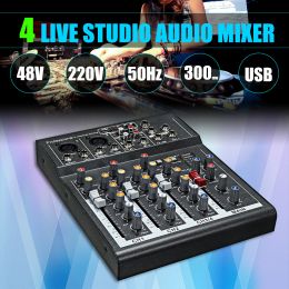 Joueur karaoké mélangeur professionnel 4 canaux studio dj dj mixing console amplificateur numérique mini microphone sound mixeur