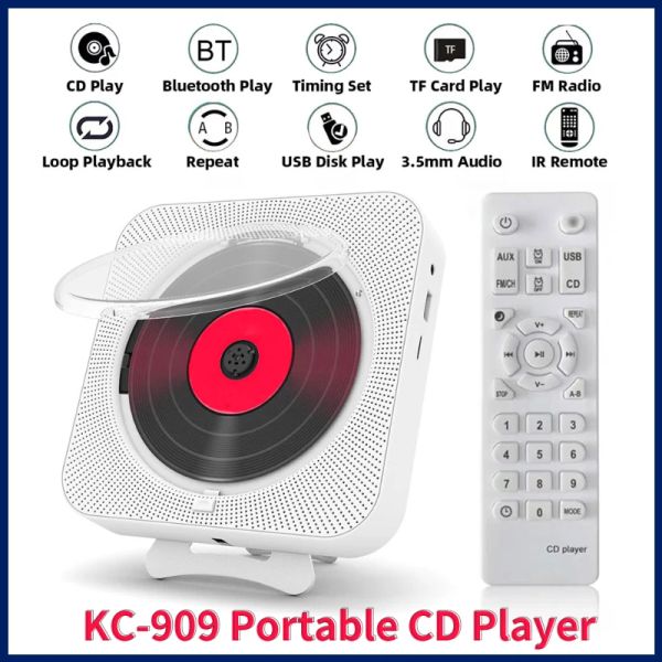 Lecteur lecteur CD portable KC909 avec Bluetooth Remote Control Walkman Stereo FM Radio Hifi Music Builtin Enceinte Discman Lecteur CD