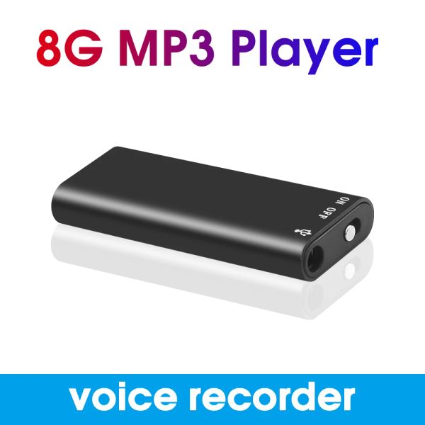 Reproductor Kebidumei Mini 8GB Grabadora de voz profesional Audio digital Mini dictáfono recargable + Reproductor de MP3 compatible con MP3/WMA/WAV