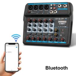 Player M6 Portable Mini mezclador o consola DJ con tarjeta de sonido USB 48V Potencia fantasma para PC Grabación Singing Webcast Party (EE. UU.)