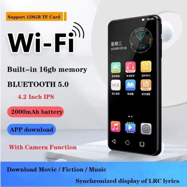 Lecteur Mahdi M420 Smart Android 6.0 WiFi Bluetooth 4.2 pouces écran tactile TypeC mince vidéo caméra multimédia enregistrement radio MP4 lecteur de musique