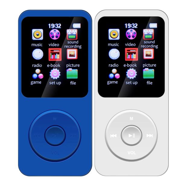 Reproductor MP3 Walkman Pantalla de 1,8 pulgadas Mini reproductor de música BluetoothCompatible con sonido HIFI 5,0 con vídeo/grabadora de voz/Radio FM/Libro electrónico