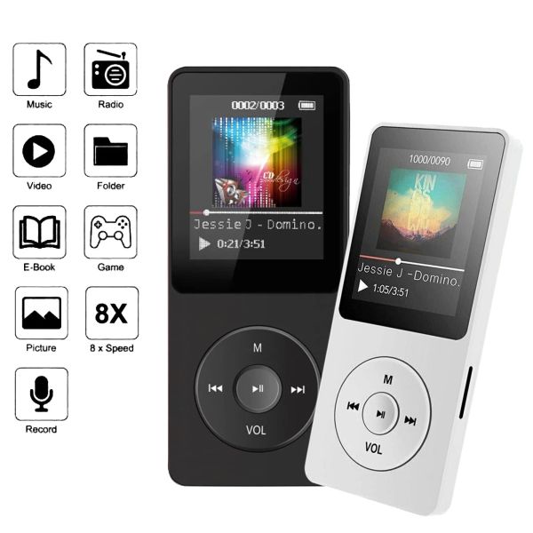 Player Nouveau lecteur MP3 Bluetooth Portable multimédia enregistreur Radio FM haut-parleurs de musique HIFI prise en charge de la mémoire 8 Go intégrée 40 heures de temps de lecture