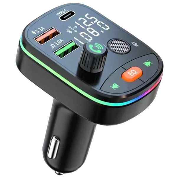 Lecteur Lecteur Récepteur Bluetooth Multifonctionnel QC3.0 Voiture Charge Rapide Fabricant Best-seller Sept Couleurs Lumière Ambiante Voiture MP3