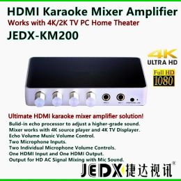 Joueur portable numérique stéréo Audio Echo System Machine HDMI Karaoke Mixer Amplificateur avec 2MICS Works with 4K / 2K TV PC Home Theatre