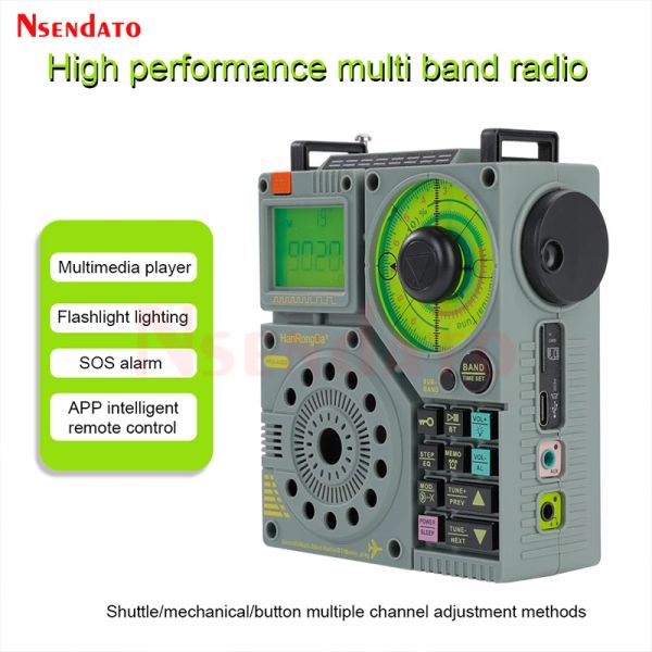 Player portátil HRDA320 MF MW SW VHF WB Multiband Radio Aviation Band Maritime admite Tblitz Aux Air Band Radio Receptor para AUX