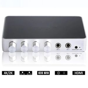 Joueur Portable KM200 4K * 2K HDMI Karaoke Sound Mixer Digital Audio Audio Echo System Karaoke Amplificateur avec double microphone