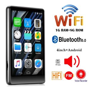 Lecteur Portable WiFi Bluetooth MP4 Lecteur MP3 4,0 pouces Écran Tactile Complet Son HiFi Lecteur de Musique Mp3 FM/Enregistreur/Navigateur/Support 128 Go