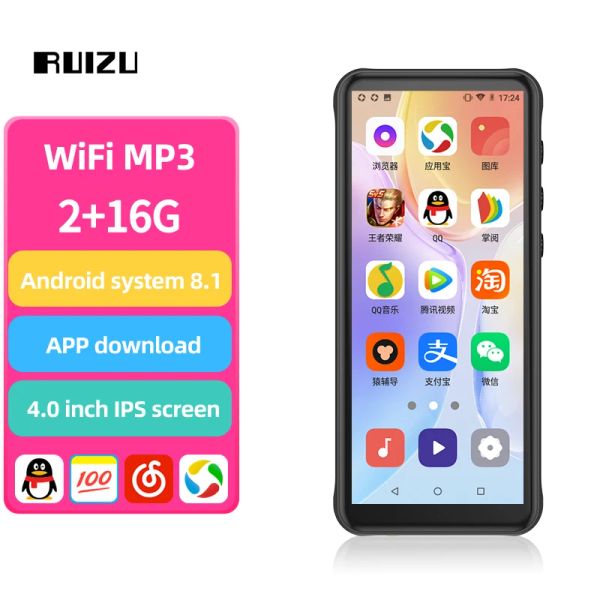 Lecteur Ruizu Z80 WiFi MP5 MP4 MP3 PLATER BLUETOOTH HIFI MUSIC PLATER avec haut-parleur tactile FM Radio Radio EBOT Soutenir la carte TF