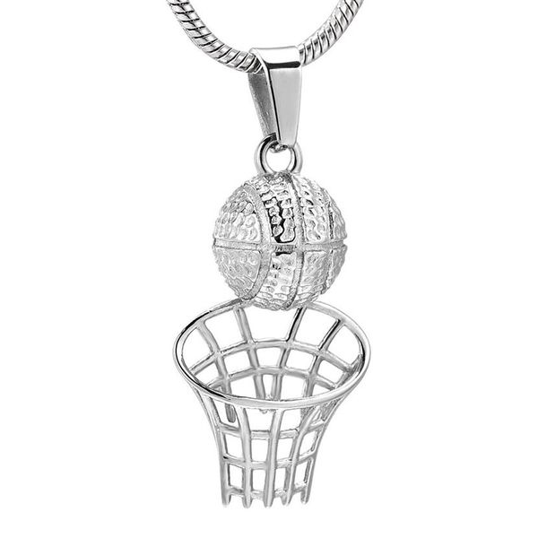 Collier commémoratif du joueur, pendentif de crémation de basket-ball en acier inoxydable 316L avec chaîne serpent, bijoux souvenir d'urne funéraire fo259J