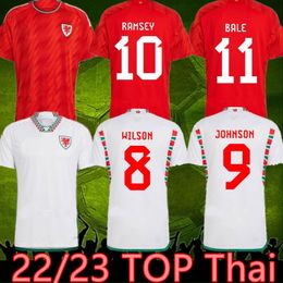 2022 Kit de niños de camisetas de fútbol de Gales BALE WILSON ALLEN RAMSEY JOHNSIN 22 23 Copa del equipo nacional mundial Rodon VOKES de visitante Camiseta de fútbol local Hombres Uniformes