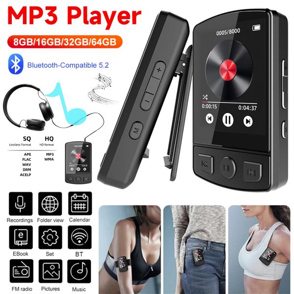 Lecteur sport lecteur MP3 pince Mini baladeur HiFi BluetoothCompatible 5.2 MP4 lecteur de musique Support EBook/lecture/Radio FM/voix/horloge