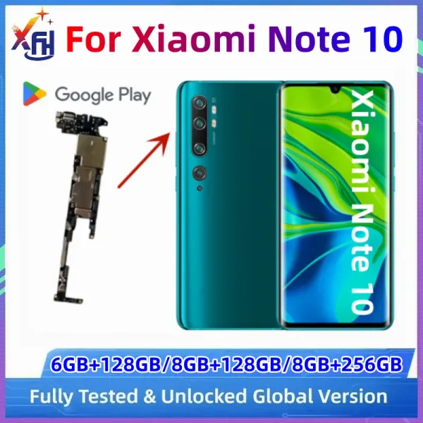 Player desbloqueado en la placa base global para Xiaomi MI Note 10 Note10/CC9 Pro Tablero principal de circuito principal con Google Playstore instalado