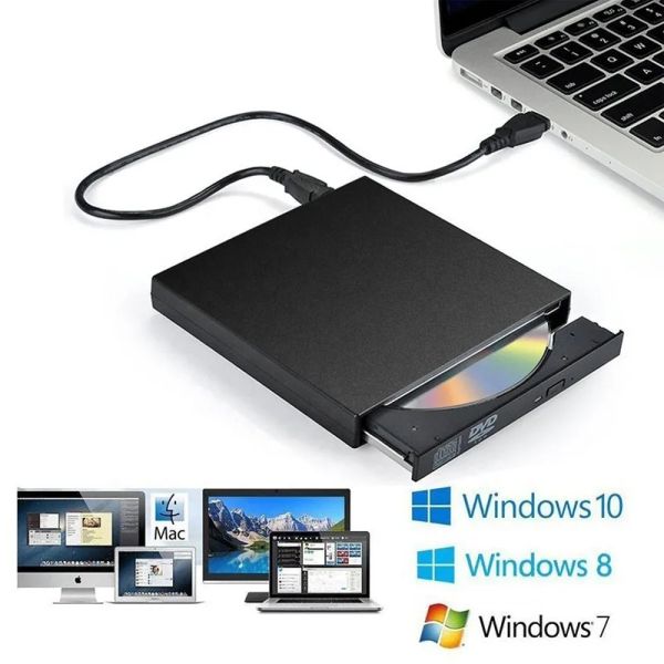 Lecteur USB 2.0 Portable externe DVD DVD Drive optique CD / DVDROM CD / DVDRW Brauleur de lecteur Slim Reader pour Windows Mac OS Pratique