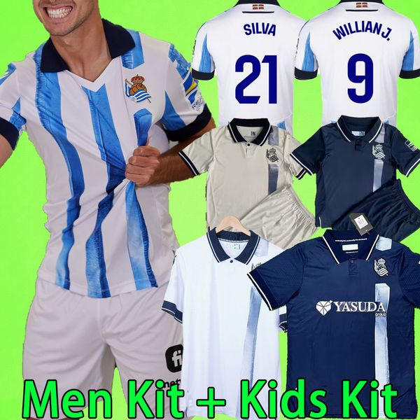 23/24 Real Sociedad Soccer Jerseys Hommes Set Kit Enfants Barrene Merino Carlos Fdez Oyarzabal Prendre Soroth Silva Football Shirt Garçons 2023 2024 Équipement à domicile troisième 3ème