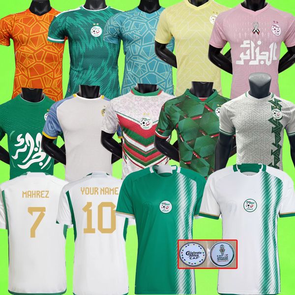 2024 Algerie Soccer Jerseys Hombres MAHREZ 2023 Hogar Away Blanco Verde BOUNEDJAH FEGHOULI BENNACER ATAL 23 24 DELORT Maillot De Foot Argelia Hombres Niños Kit Uniformes de entrenamiento