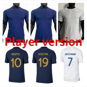 Version du joueur 2022 Maillot de football français Kante Griezmann Mbappe Pogba Chemise Maillot de football Zidane Giroud Matuidi Kimpembe Homme