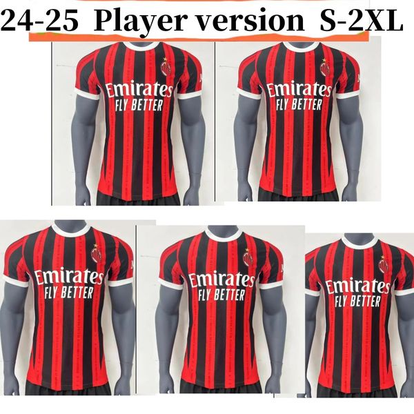 Version du joueur 24/25 AC Ibrahimovic Giroud Soccer Jerseys 2024 2025 Pulisic Theo Tonali Shirt Romagnoli Rafa Leo S.Castillejo Kessie Home Football Uniforme