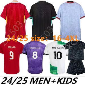 S-4xl 24/25 Jerseys de soccer Version du joueur de fans gakpo darwin 2024 Luis Diaz Alexander Arnold Kit de football Mac Alllister Endo Szoboszlai Kids Uniforme A.Becker GOOT GENERE