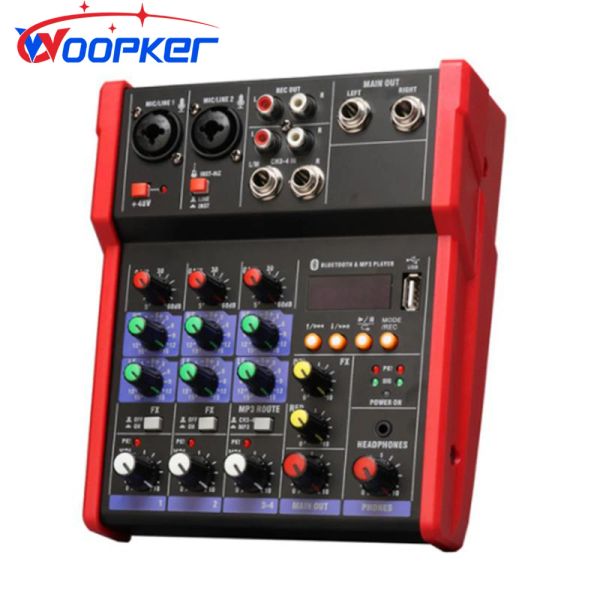 Joueur Woopker DJ Sound Mixer 4 Channel Bluetooth USB Connect Stereo Tuning Equiping For Mixer Audio Professional Studio