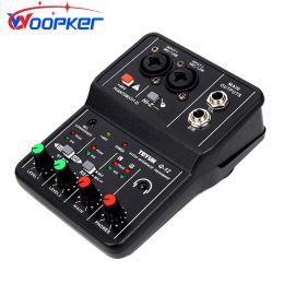 Player Woopker Sound Carte Audio Mixer Console Desk System Interface 2Channel avec stéréo Power 48V pour enregistrer le chant sur PC