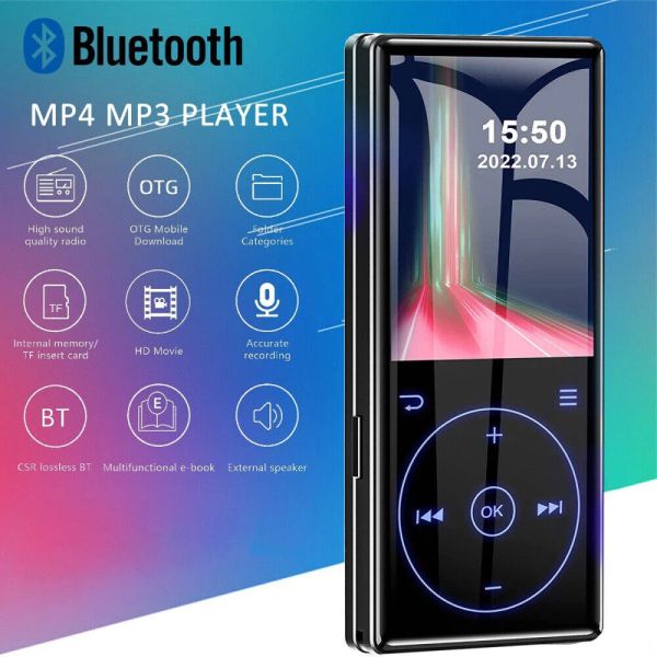 Players 2,4 pouces Bluetooth MP4 MP3 Music Player Touch Keys 16 Go Hifi sans perte Walkman avec FM Radio Recordor