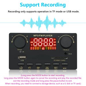 Spelers 2*40W 80W versterker Bluetooth 5.0 MP3 -speler WAV Decoder Board 12V CAR FM Radiomodule Ondersteuning TF USB AUX Handsfree Call Record