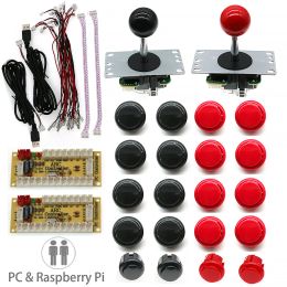 Players 2 Player Copy SANWA Arcade DIY Kit Zero Delay USB Board Game Controller Joystick Encoder To PC Raspberry Pi Stick OBSF 30mm Set