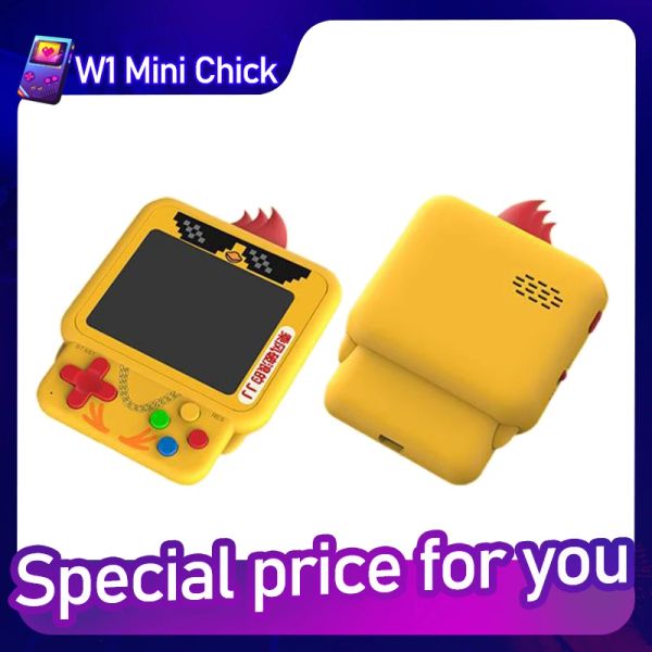 Joueurs 2023 Nouveau W1 Mini Retro Chick Console de jeu portable BuiltIn Rpg/Act/Avg.Etc Jeu classique, sac à dos Pendentif Chick Game Console