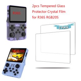 Joueurs 2pcs / boîte Verre Temperred Protector Crystal Film pour R36S RGB20S Console de jeu Handheld Console 3,5 pouces Consoles de jeux vidéo récent