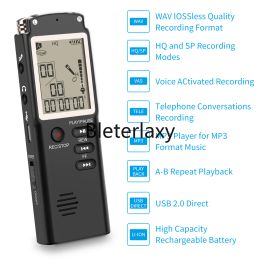 Spelers 32 GB/16 GB/8GB Highquealy Digital Audio Voice Recorder Een sleutelslotscherm Telefoonopname Real Time Display met mp3 -speler