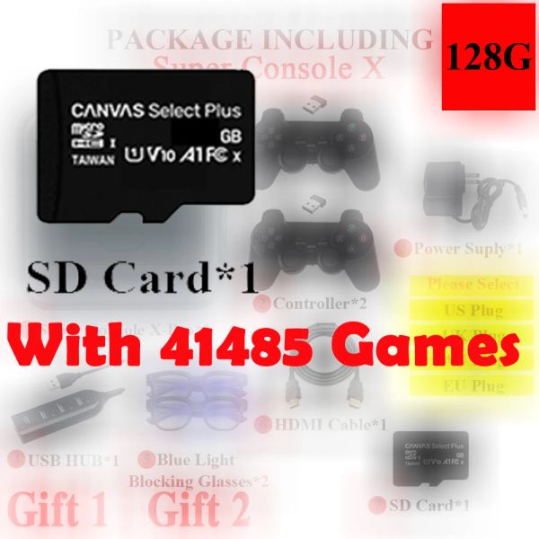 Joueurs 64G 128G 256G Carte SD pour Super Console X Pro 4K HD Console de jeu rétro pour Console de jeu vidéo PSP/PS1/DC/N64 avec plus de 50000 jeux