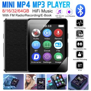 Spelers 8/16/32/64GB MP3 HIFI MUZIEKPLAIER BluetoothCompatible Mini MP4 Video afspelen LED -scherm Walkman met FM Radio Ebook