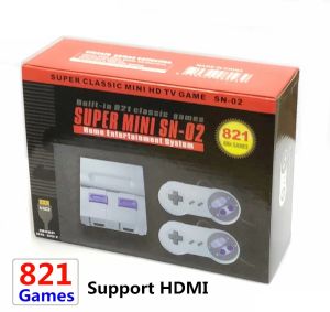 Spelers 8Bit Mini HD TV Retro Familie Video Game Console Handheld Ingebouwde 821 Classic voor SNES Games Dual Gamepad speler PAL NTSC