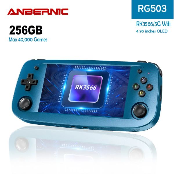 Reproductores Anbernic Nueva consola de juegos portátil RG503 Linux Pantalla OLED de 4,95 pulgadas Reproductor de juegos móvil RK3566 1,8 GHz Soporte Bluetooth 5G Wifi