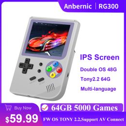 Spelers Anbernic RG300 Retro Game Console IPS -scherm 3000 Videogames 32G TF Dubbel Systeem PS1 64 Bit draagbare handheld Consola -speler