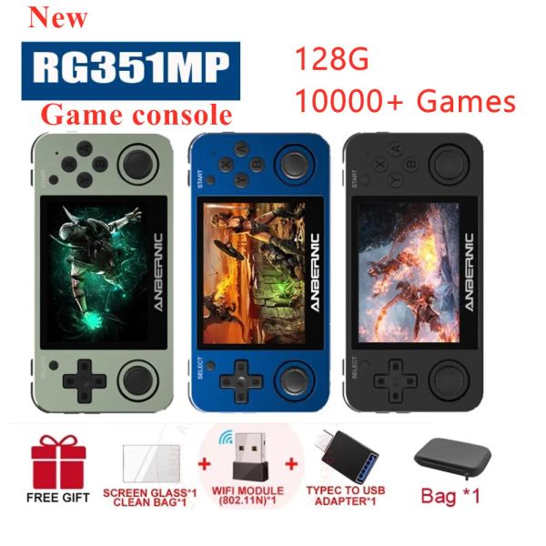 Joueurs Anbernic RG351MP Metal rétro Retro Handheld Game Console pour PS1 PSP N64 GBA FC 10000+ Jeux vidéo Box de la console de poche avec WiFi