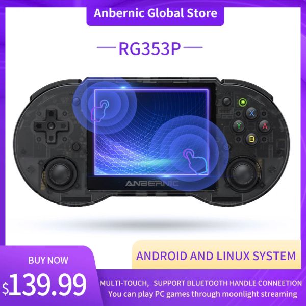 Joueurs Anbernic RG353P Console de jeu portable rétro Système Android Linux 3,5 pouces Multitouch IPS Support d'écran Moonlightstreaming