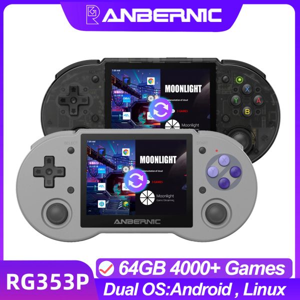 Joueurs Anbernic RG353P Retro Handheld Video Game Console 3.5inch IPS Screen Dual OS System RK3566 Bluetooth HD 5G WiFi Games Player