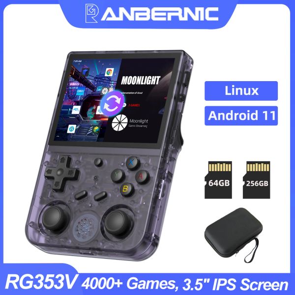 Reproductores ANBERNIC RG353V RG353VS Consola de juegos portátil retro Pantalla multitáctil IPS de 3,5 pulgadas LPDDR4 Android Linux Wifi Reproductor de videojuegos