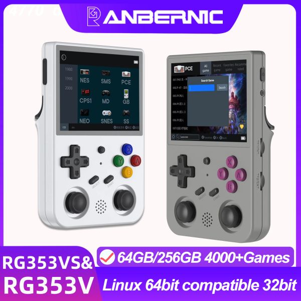 Reproductores ANBERNIC RG353V RG353VS Consola de videojuegos retro IPS Android Linux Dual OS LPDDR4 2GB 5G WiFi Reproductor de juegos portátil