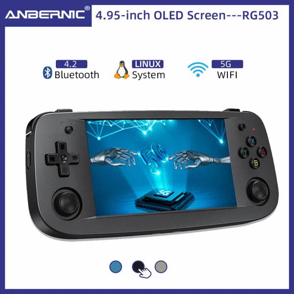 Jugadores Anbernic RG503 Consola de videojuegos portátil retro Pantalla OLED de 4,95 pulgadas Sistema Linux Reproductor de juegos portátil RK3566 Bluetooth 5G Wif