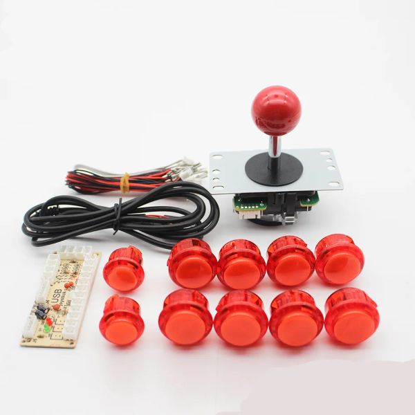 Joueurs Arcade Game Diy Kit de pièce pour PC Mame Raspberry Pi Retro Pie 5pin 8 Copie Sanwa Joystick Transparent No LED 30 mm 24 mm boutons