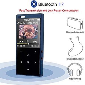 Reproductores Benjie nuevo Bluetooth 5.0 MP3 Player con altavoz Cuerpo de metal 1.8 Inch