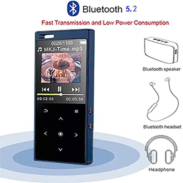 Joueurs Benjie Brand Brand Bluetooth 5.0 MP3 Player avec haut-parleur Metal Body 1.8 pouces Écran Sound Sound Music Player