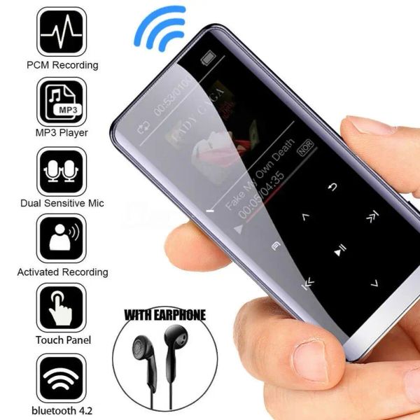 Reproductores Reproductor compatible con Bluetooth MP3 MP4 Altavoces deportivos de música Libros electrónicos AMV AVI Video Media FM Radio Grabadora Pantalla de vidrio Altavoz MP3