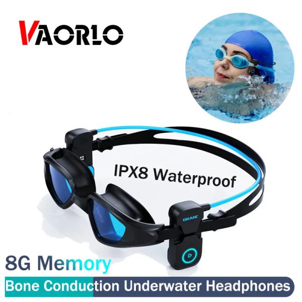 Reproductores Auriculares de conducción ósea Gafas de natación Música subacuática Reproductor de MP3 con memoria 8G Auriculares IPX8 a prueba de agua para Xiaomi iPhone