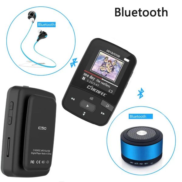 Players Chenfec C50 16 Go Clidon Bluetooth MP3 Player 1,5 pouce Écran mini taille sans perte qualité avec l'enregistrement de la voix radio FM